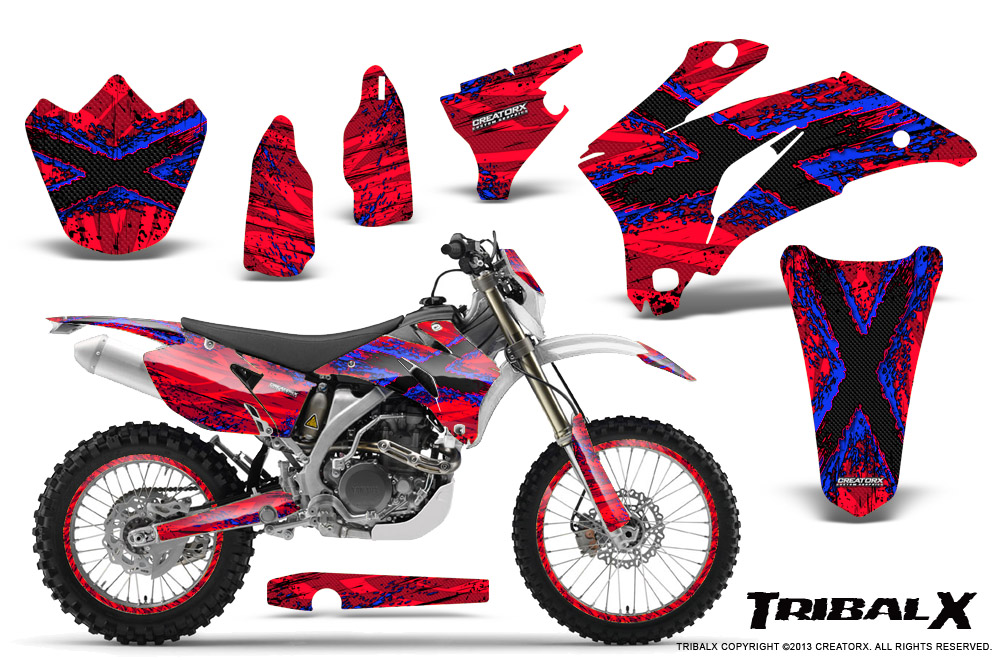 Yamaha WR 250-450 07-10 Graphics Kit TribalX Blue Red NP Rims